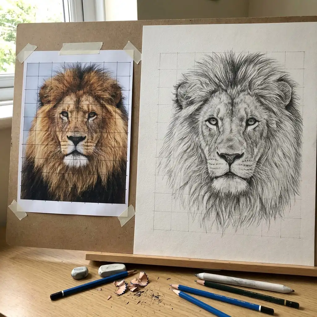 Wildlife Illustration - Grid Drawing Example